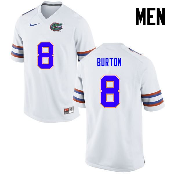 Men's NCAA Florida Gators Trey Burton #8 Stitched Authentic Nike White College Football Jersey MIV6865QV